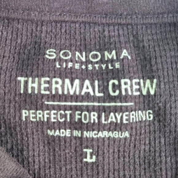 Sonoma Thermal Crew knit pullover men's size L brown crew neck cotton - Picture 5 of 9
